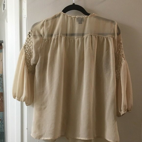Daytrip Sheer Long Sleeve Button Down Blouse - Picture 2 of 3